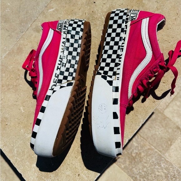 ๐Old Skool VANS Hot Pink & Customized Checkered Canvas Sneakers Sz M 7.5 or W 9๐ - Picture 4 of 12